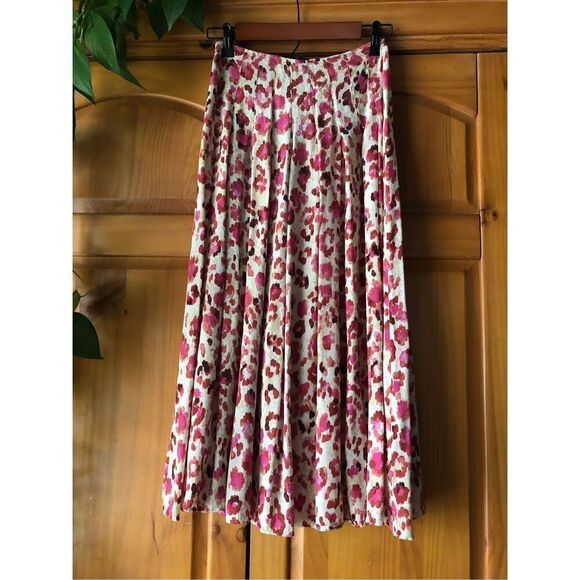 Mango pleated  pink floral print Midi Skirt Size XXS - Picture 7 of 12